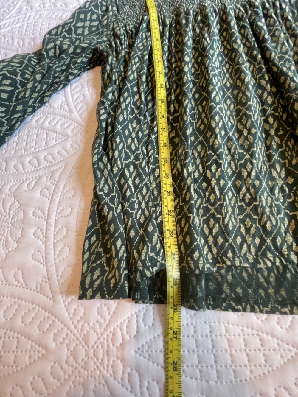 Wonderly Olive and Cream Smocked Yoke Long Sleeve Blouse - Picture 10 of 11